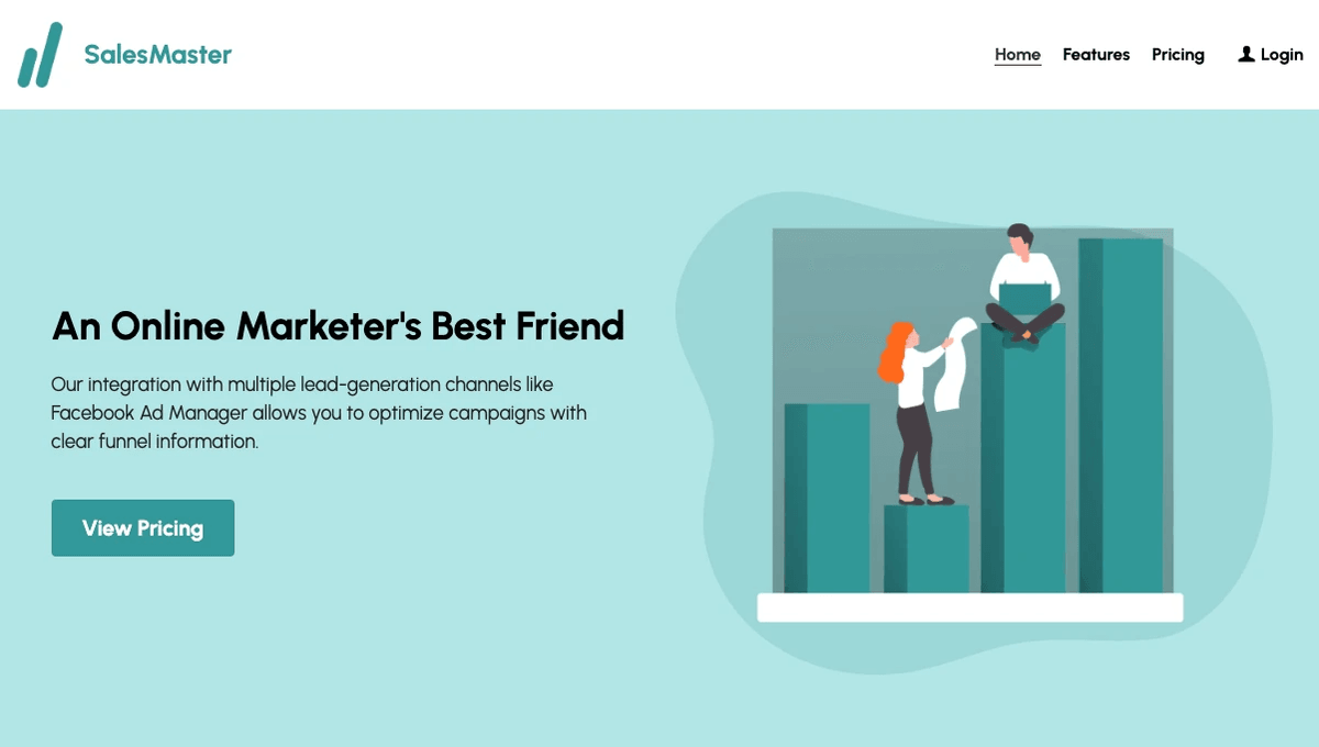 Szablon strony docelowej Sales Master od Strikingly Szablon strony docelowej Sales Master od Strikingly