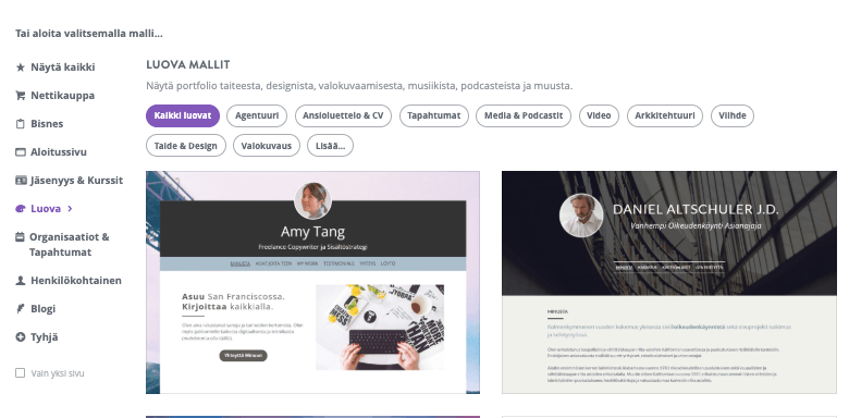 Silmiinpistävää yksinyrittäjille - Valitse mallipohja Silmiinpistävää yksinyrittäjille - Valitse mallipohja