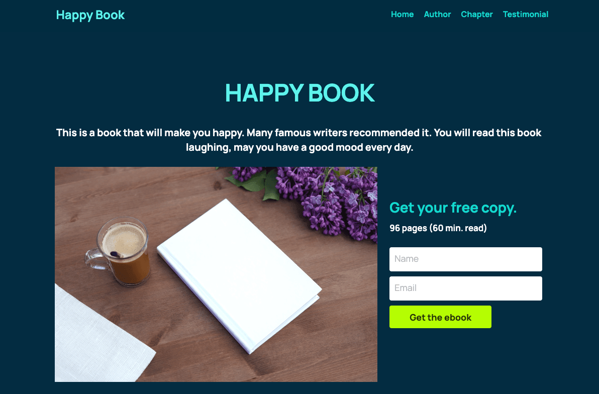 Szablon HappyBook od Strikingly Szablon HappyBook od Strikingly