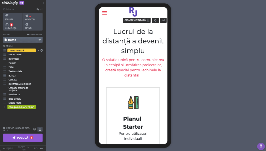 Editorul mobil Strikingly Editorul mobil Strikingly