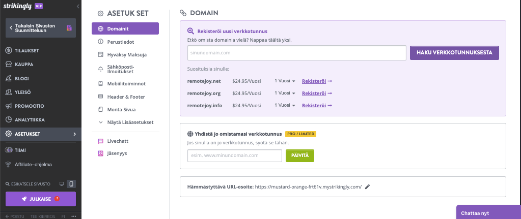 Kuinka rakentaa upea blogisivusto Strikinglyllä - Lisää mukautettu verkkotunnus Kuinka rakentaa upea blogisivusto Strikinglyllä - Lisää mukautettu verkkotunnus