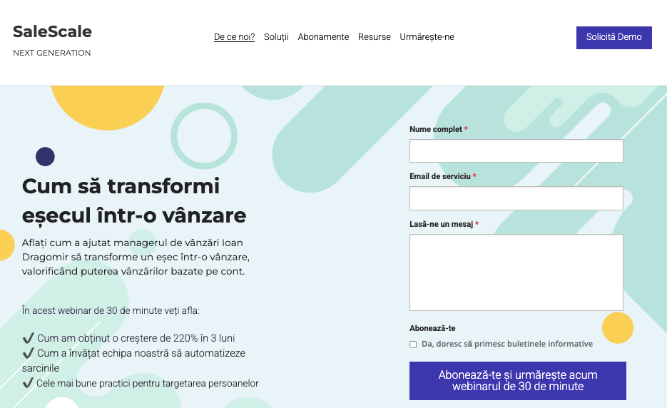 Template-ul SaleScale de la Strikingly Template-ul SaleScale de la Strikingly