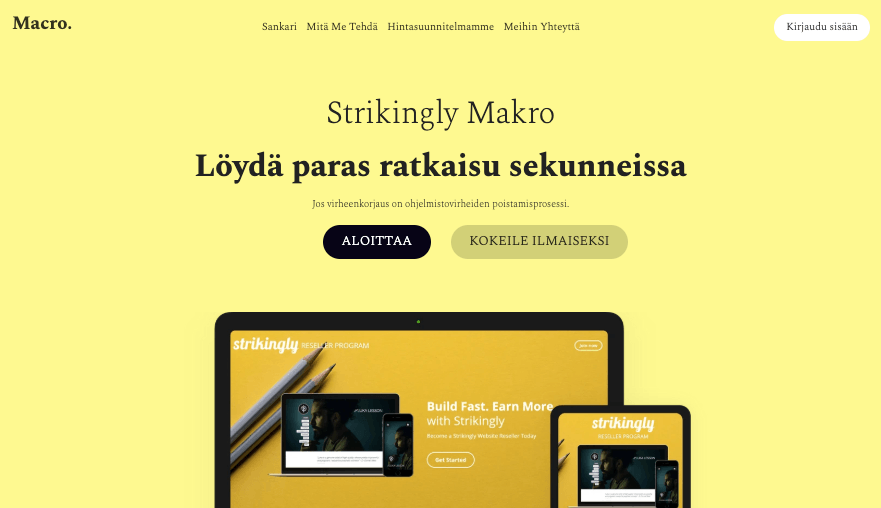Makropohja toimintakehotuksilla Makropohja toimintakehotuksilla