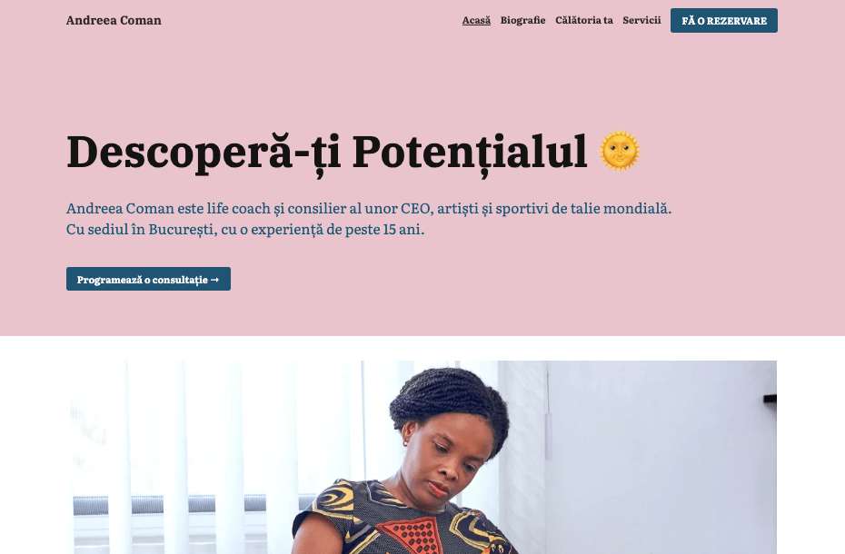 Șablonul Andrea de la Strikingly Șablonul Andrea de la Strikingly