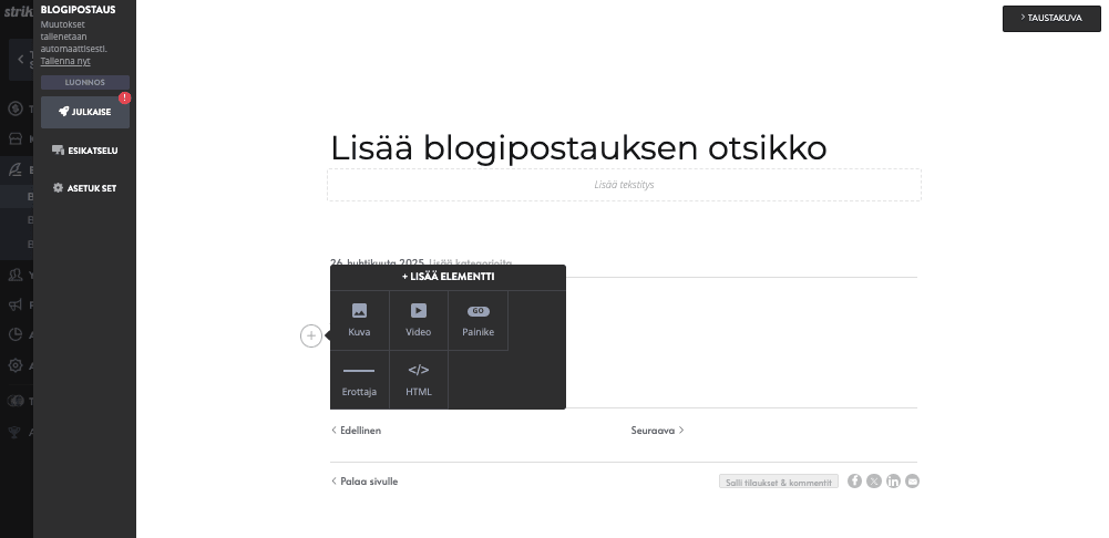 Aikatauluta blogikirjoituksesi - Bloggaaminen Strikinglyn avulla - Luo ja julkaise blogikirjoitus Aikatauluta blogikirjoituksesi - Bloggaaminen Strikinglyn avulla - Luo ja julkaise blogikirjoitus