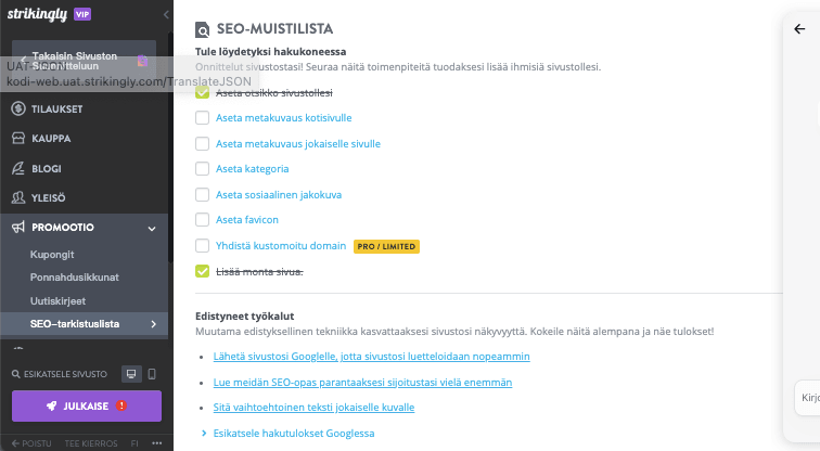 Olennaiset vaiheet yrittäjyyteen - Strikinglyn verkkokauppaominaisuuksien hyödyntäminen Strikinglyn SEO-työkalujen käyttö Olennaiset vaiheet yrittäjyyteen - Strikinglyn verkkokauppaominaisuuksien hyödyntäminen Strikinglyn SEO-työkalujen käyttö