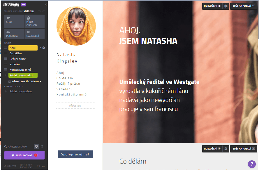 osobní webové stránky - Využíváme Strikingly - jednoduché editační nástroje umožňují snadné přizpůsobení osobní webové stránky - Využíváme Strikingly - jednoduché editační nástroje umožňují snadné přizpůsobení
