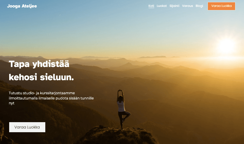 Joogastudion verkkosivustomalli Strikinglyltä Joogastudion verkkosivustomalli Strikinglyltä