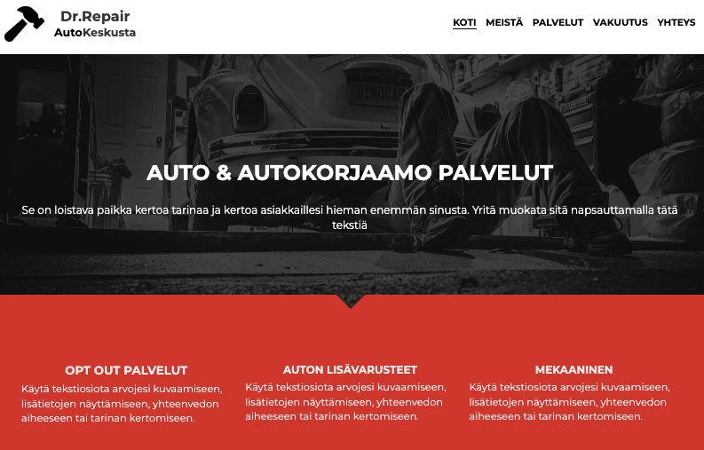 Mekaaninen pienyrityksen verkkosivuston suunnittelumalli Mekaaninen pienyrityksen verkkosivuston suunnittelumalli