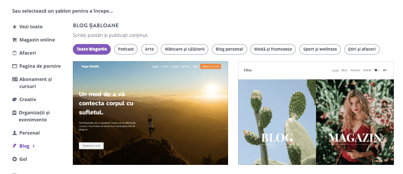 Pagină de selecție a șabloanelor Strikingly Pagină de selecție a șabloanelor Strikingly