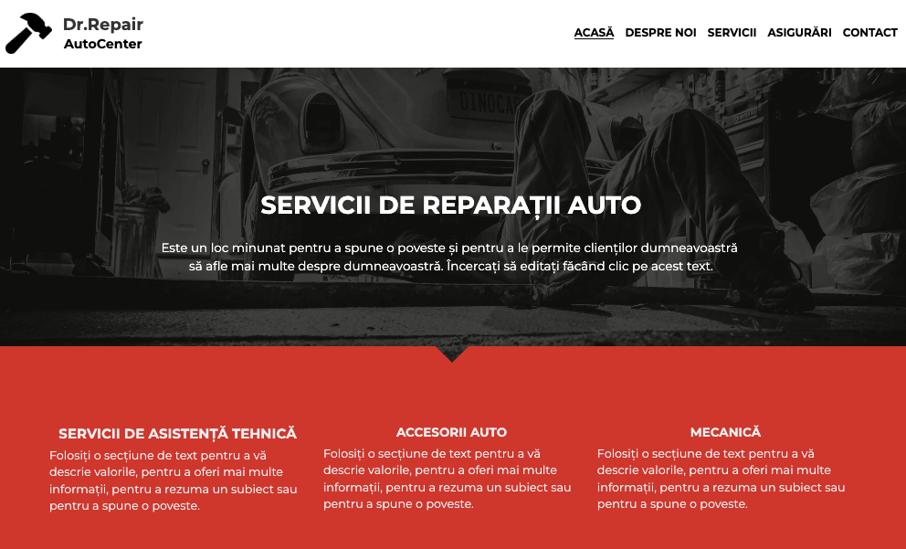 Șablon mecanic de la Strikingly Șablon mecanic de la Strikingly