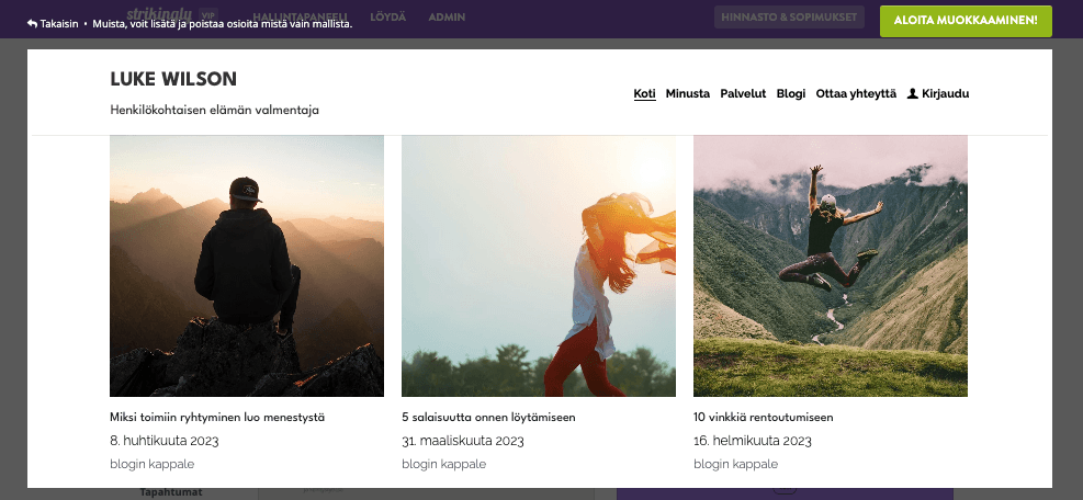 Kuinka rakentaa upea blogisivusto Strikinglyn avulla - Luo blogiosioita Kuinka rakentaa upea blogisivusto Strikinglyn avulla - Luo blogiosioita