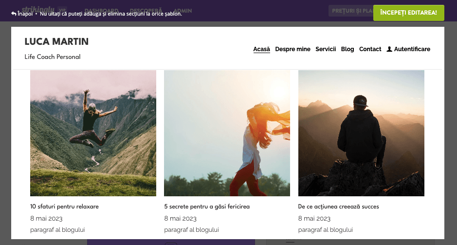 Cum poate Strikingly să ajute cu publicitatea pentru fitness - blog sau resurse de fitness Cum poate Strikingly să ajute cu publicitatea pentru fitness - blog sau resurse de fitness