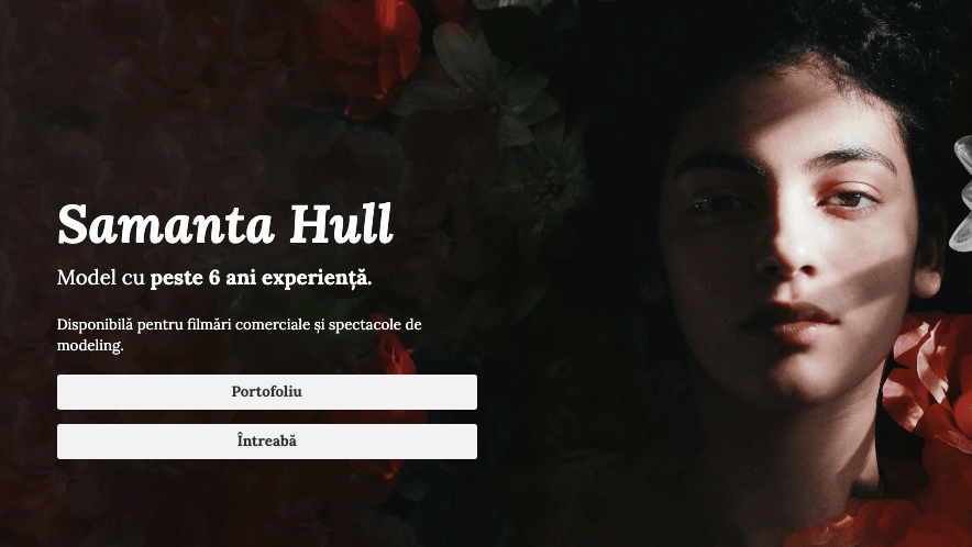 Șablonul de modelare Samantha Hull de la Strikingly Șablonul de modelare Samantha Hull de la Strikingly