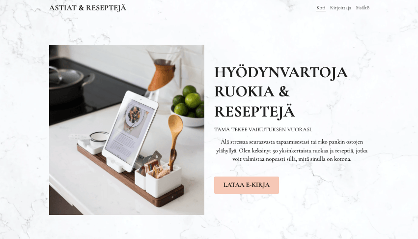 Dishes & Recipes -sivustopohja Strikinglyltä Dishes & Recipes -sivustopohja Strikinglyltä