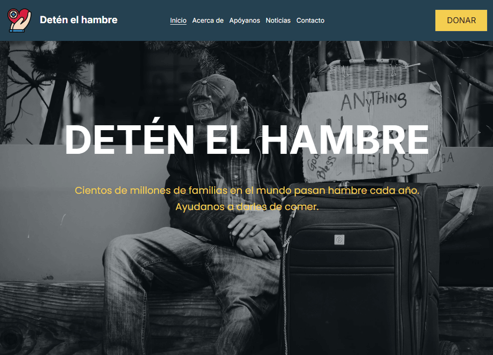 Plantilla de sitio web para organizaciones sin fines de lucro Stop Hunger de Strikingly Plantilla de sitio web para organizaciones sin fines de lucro Stop Hunger de Strikingly