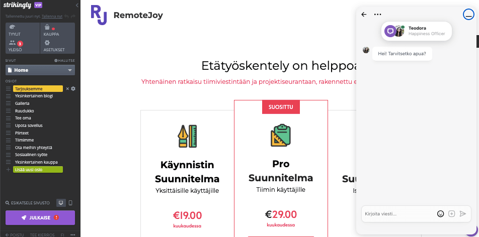luovia verkkosivustoideoita – Strikinglyn live-chat-ominaisuus luovia verkkosivustoideoita – Strikinglyn live-chat-ominaisuus