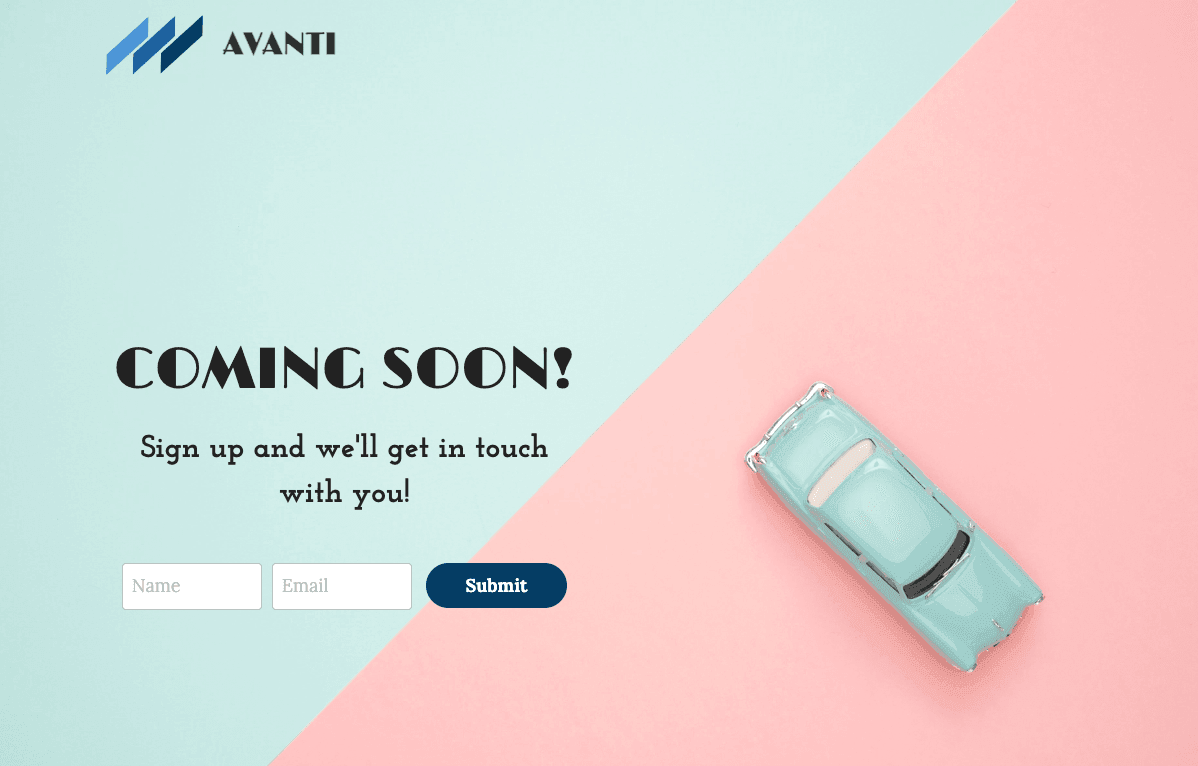 Szablon Strony Docelowej Avanti od Strikingly Szablon Strony Docelowej Avanti od Strikingly