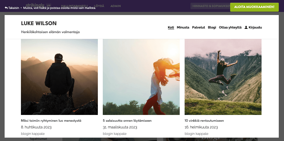 Yksinyrittäjälle silmiinpistävästi - Valinnaiset ominaisuudet Yksinyrittäjälle silmiinpistävästi - Valinnaiset ominaisuudet