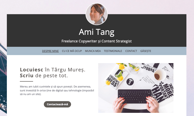 Șablon de profil de la Strikingly Șablon de profil de la Strikingly