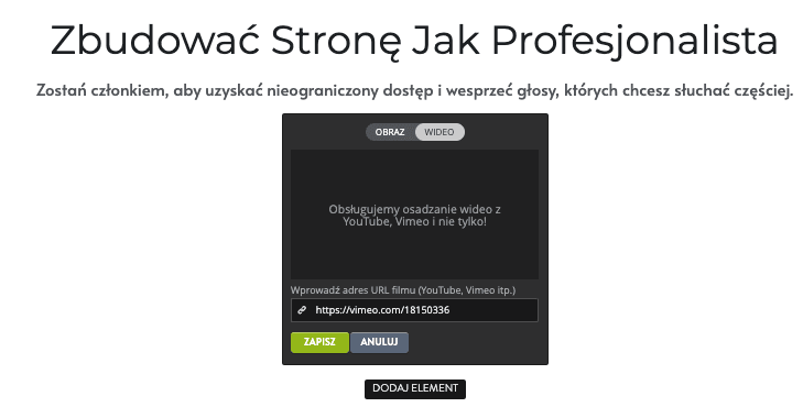 Sekcja wideo Strikingly: osadzenie HTML YouTube Sekcja wideo Strikingly: osadzenie HTML YouTube