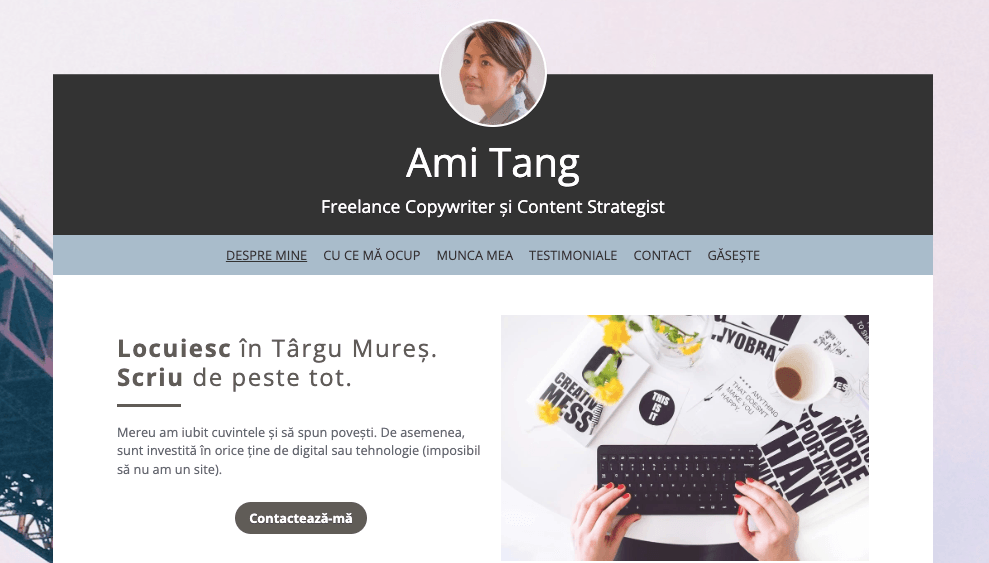 Șablon de profil de la Strikingly Șablon de profil de la Strikingly