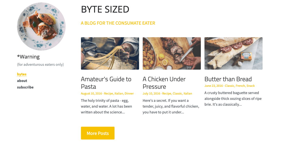 Byte Sized Blog Szablon od Strikingly Byte Sized Blog Szablon od Strikingly