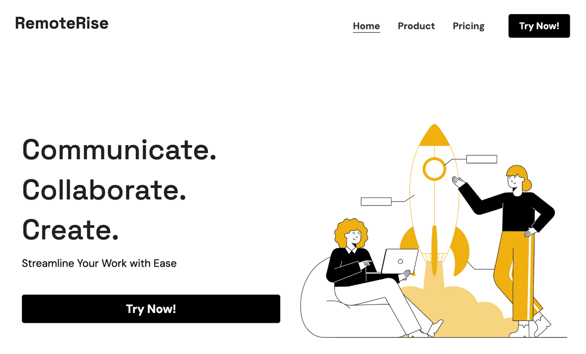 Szablon RemoteRise od Strikingly Szablon RemoteRise od Strikingly