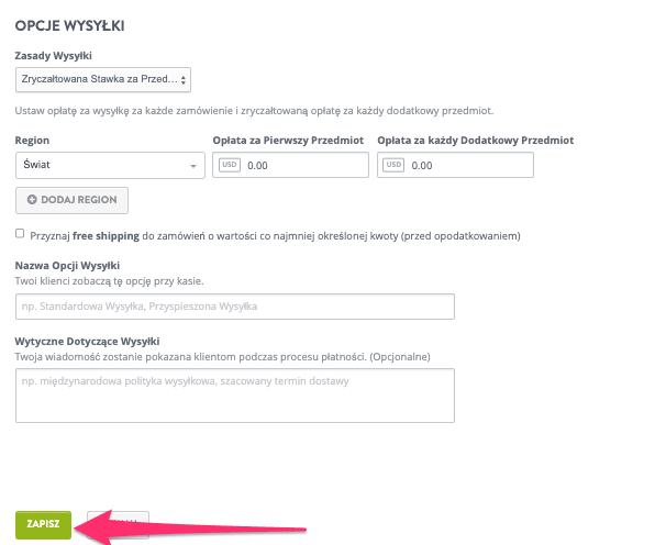 Jak wdrożyć strategię wysyłki z Strikingly - Skonfiguruj opcje wysyłki Jak wdrożyć strategię wysyłki z Strikingly - Skonfiguruj opcje wysyłki