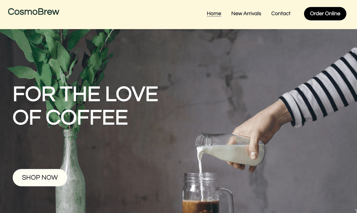 قالب CosmoBrew من Strikingly قالب CosmoBrew من Strikingly