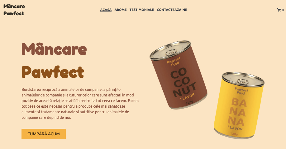 Template-ul magazinului online Pawfect Food de la Strikingly Template-ul magazinului online Pawfect Food de la Strikingly