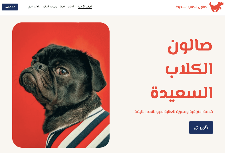 قالب صالون الكلاب السعيدة من Strikingly قالب صالون الكلاب السعيدة من Strikingly