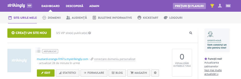 Cum să utilizați Strikingly pentru a gestiona opțiunile de produs - Accesați panoul de control Strikingly Cum să utilizați Strikingly pentru a gestiona opțiunile de produs - Accesați panoul de control Strikingly