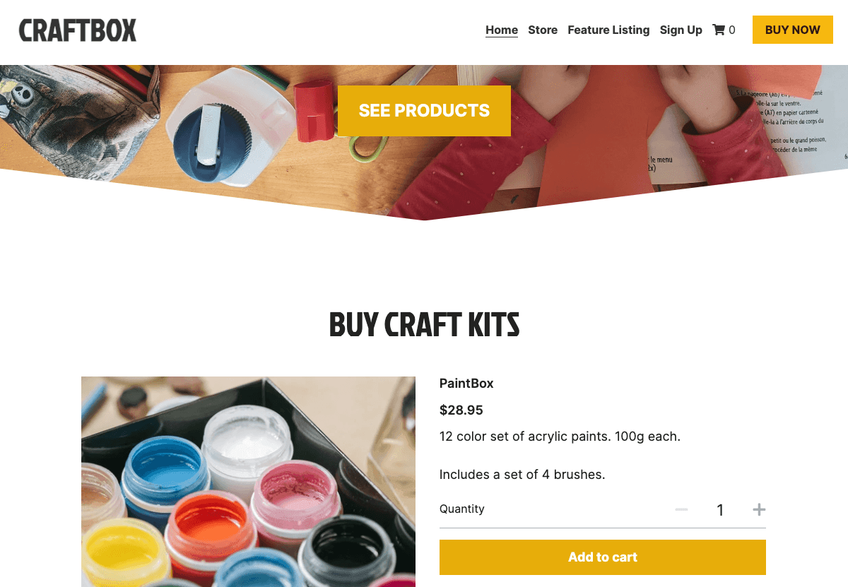 Szablon sklepu internetowego CraftBox od Strikingly Szablon sklepu internetowego CraftBox od Strikingly