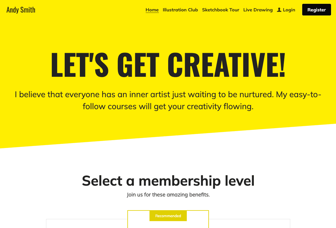 Szablon "Let's Get Creative" od Strikingly Szablon "Let's Get Creative" od Strikingly