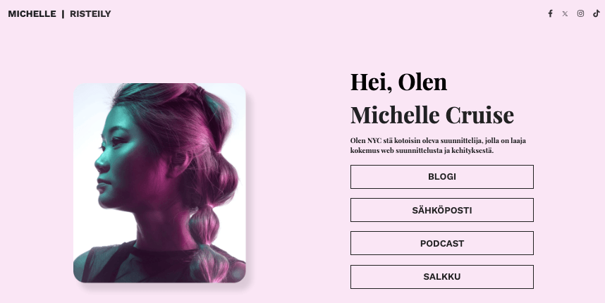 Michelle Cruise verkkosivuston malli Strikinglyltä Michelle Cruise verkkosivuston malli Strikinglyltä