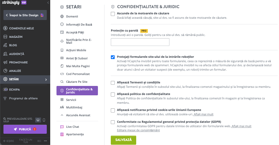 Utilizarea izbitoare pentru conformitatea politicii de confidențialitate - Navigați la Setări Utilizarea izbitoare pentru conformitatea politicii de confidențialitate - Navigați la Setări