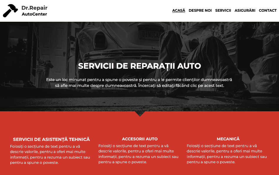 Șablon de mecanic de la Strikingly Șablon de mecanic de la Strikingly