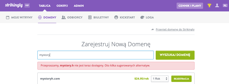 Wybierz nazwę domeny z Strikingly - Wprowadź żądaną nazwę Wybierz nazwę domeny z Strikingly - Wprowadź żądaną nazwę
