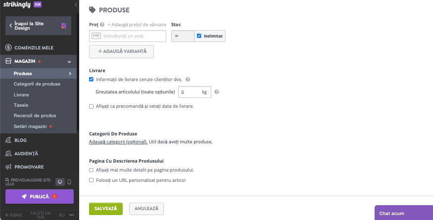 Cum pot ajuta funcționalitățile Strikingly afacerea ta să stabilească un preț avantajos pentru un produs - Opțiuni de livrare Cum pot ajuta funcționalitățile Strikingly afacerea ta să stabilească un preț avantajos pentru un produs - Opțiuni de livrare