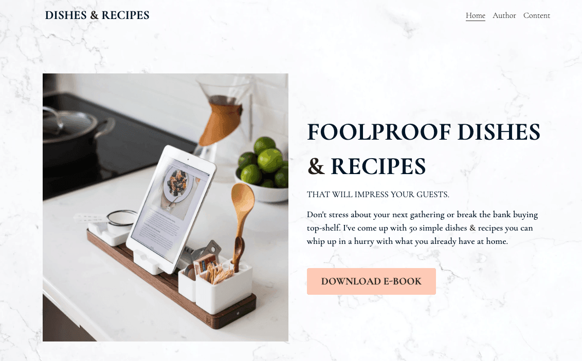 Szablon witryny Dishes & Recipes od Strikingly Szablon witryny Dishes & Recipes od Strikingly
