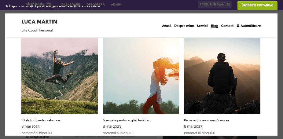 Strikingly pentru antreprenori unici - Funcții opționale Strikingly pentru antreprenori unici - Funcții opționale