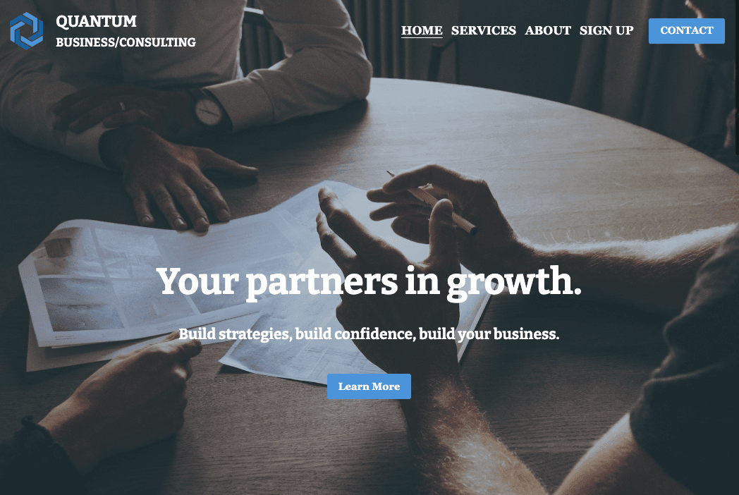 Szablon Biznesowy Quantum od Strikingly Szablon Biznesowy Quantum od Strikingly