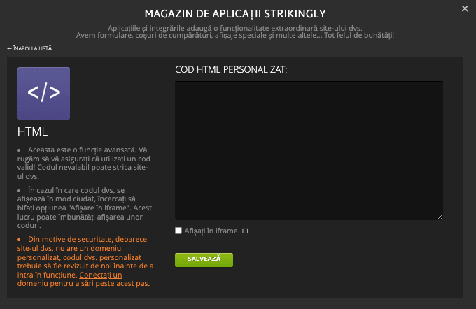 Secțiunea HTML Strikingly Secțiunea HTML Strikingly