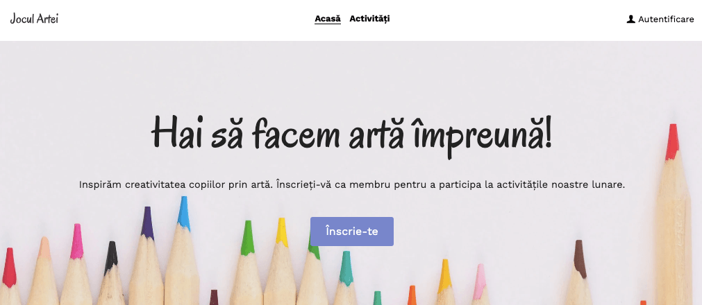 Șablonul Let's Get Creative de la Strikingly Șablonul Let's Get Creative de la Strikingly