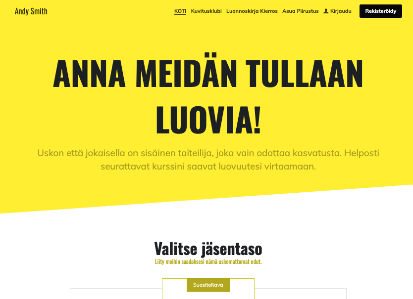 Luova verkkosivupohja Strikinglyltä Luova verkkosivupohja Strikinglyltä