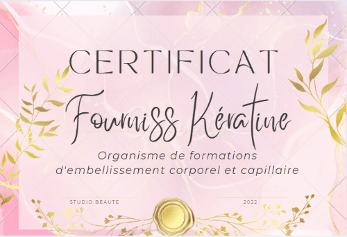 ertificat de formation FournissKératine - Attestation officielle pour les professionnels de l’embellissement corporel et capillaire. Formation reconnue en esthétique et soins capillaires. ertificat de formation FournissKératine - Attestation officielle pour les professionnels de l’embellissement corporel et capillaire. Formation reconnue en esthétique et soins capillaires.