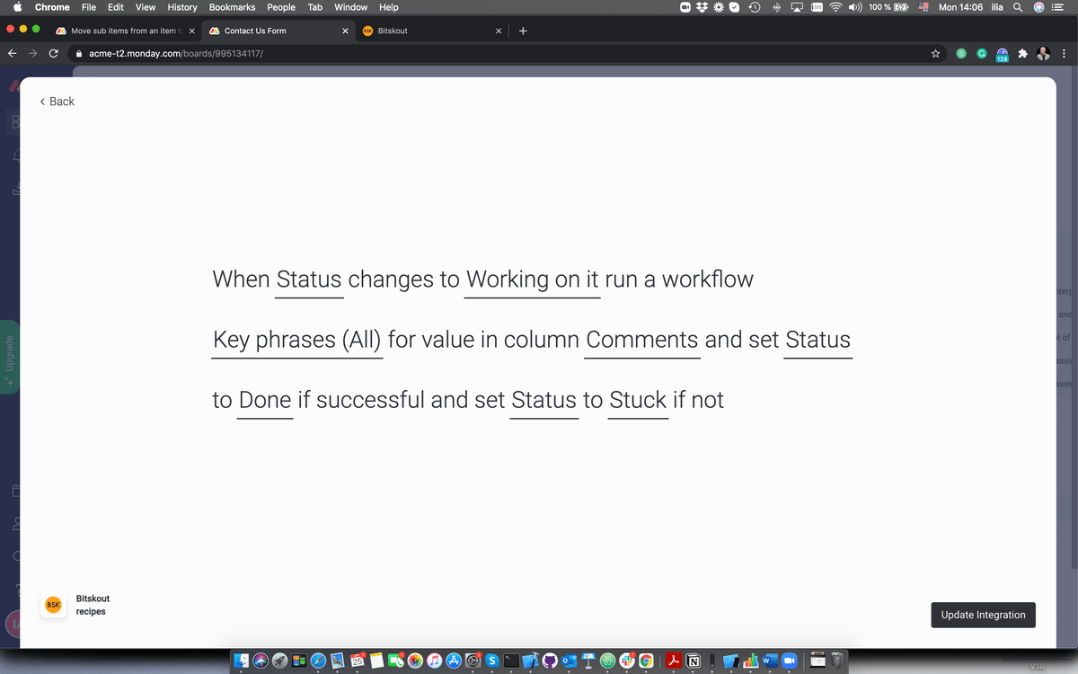 A monday.com recipe that triggers bitskout a.i. enabled workflow A monday.com recipe that triggers bitskout a.i. enabled workflow