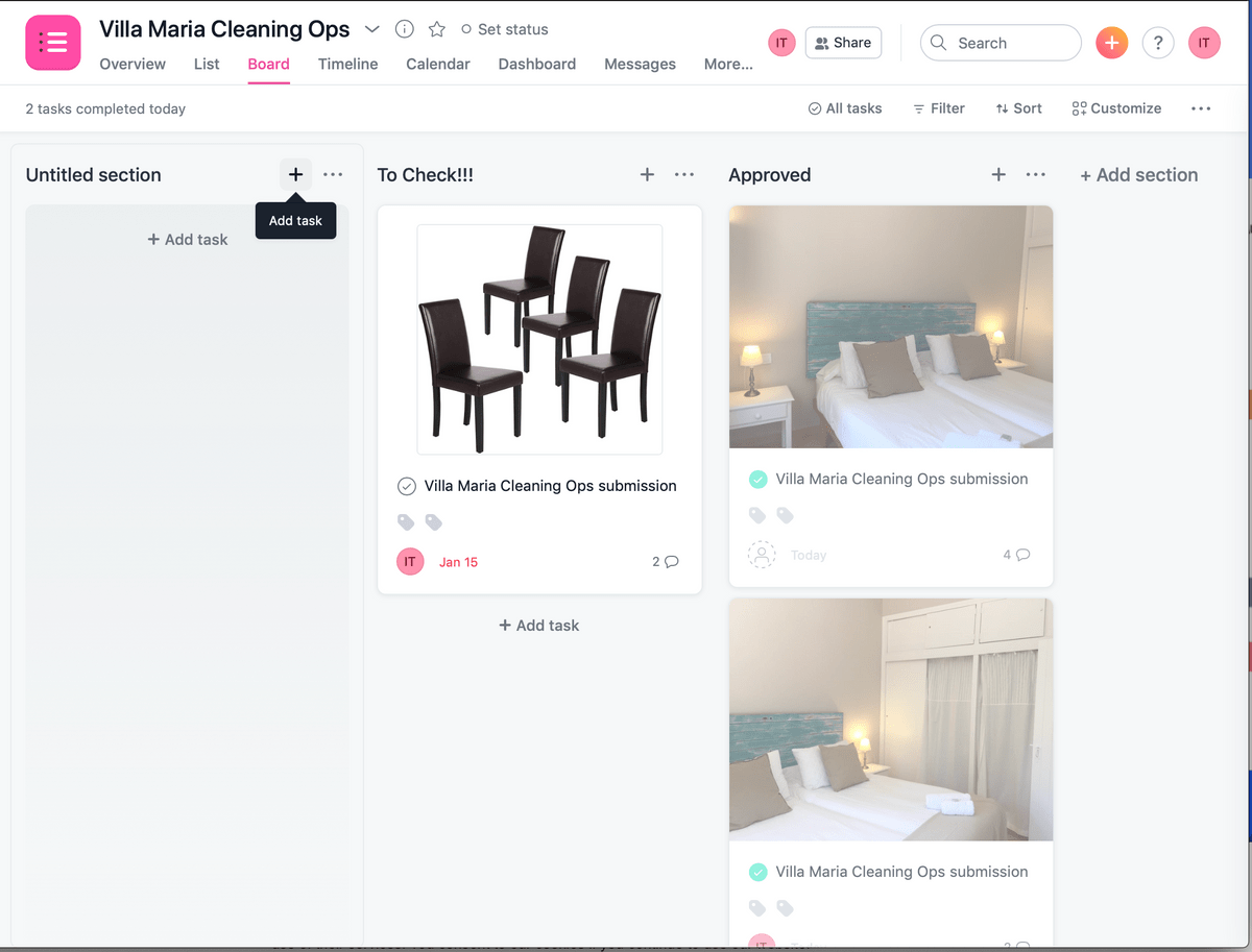 Asana project to automate property cleaning inspection with Bitskout A.I. Asana project to automate property cleaning inspection with Bitskout A.I.