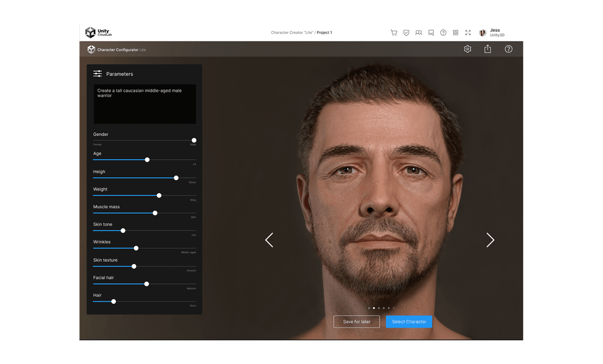 UNITY: Digital Humans lite - 3D Character Generator.